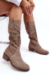Kozaky Z Ažurovým Vzorem Z Ušlechtilého Semiše Cappuccino Sierra