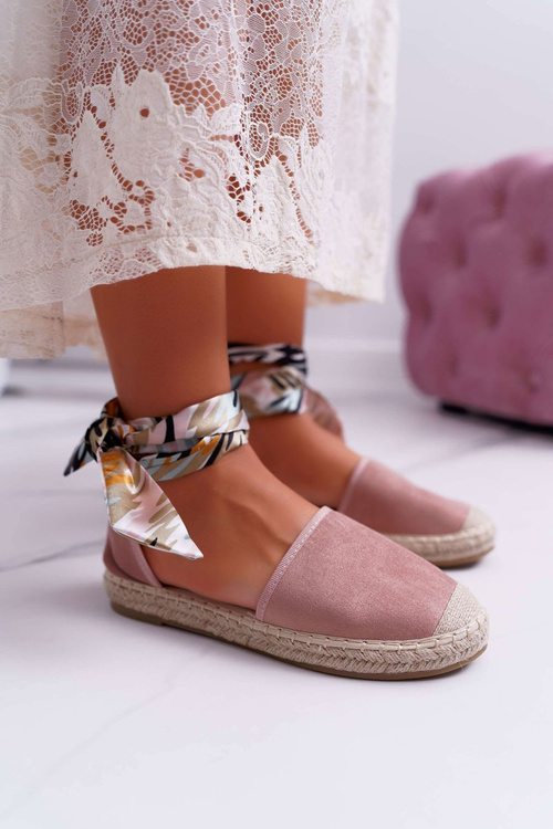Dámske espadrilly zviazané s ružovou míľou