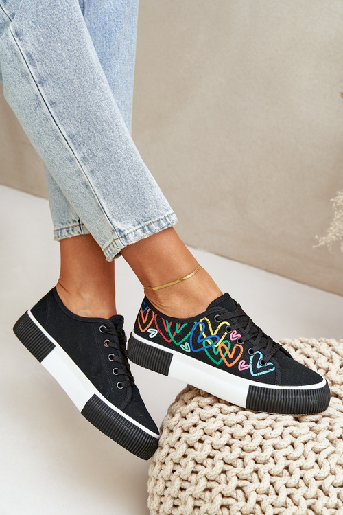 Dámské Tenisky Srdce Černé Fonirea