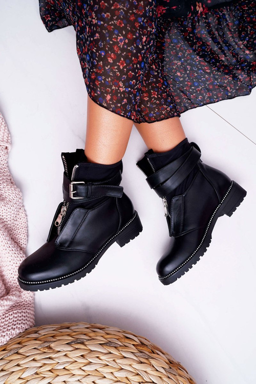 Dámské Kotníkové Boty Military Černé Travist