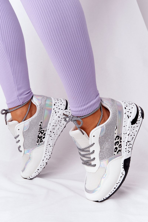 Dámské Klínové Boty Sneakersy Bílé S Leskem Avery