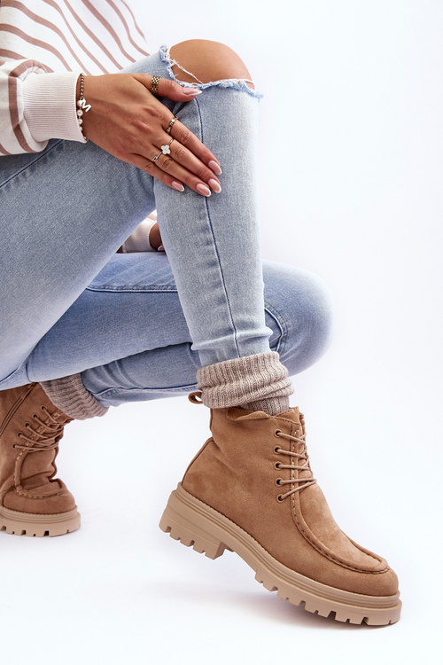 Dámské Traperky na zip Tmavě béžové Apolosi