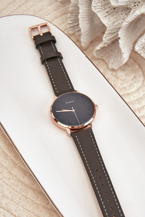 Dámske Kožené Analógové Hodinky Bez Niklu Ernest Čierne E94195