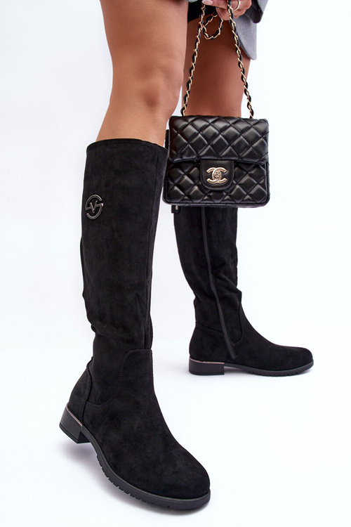 Dámske semišové topánky Black Albuna s plochými podpätkami