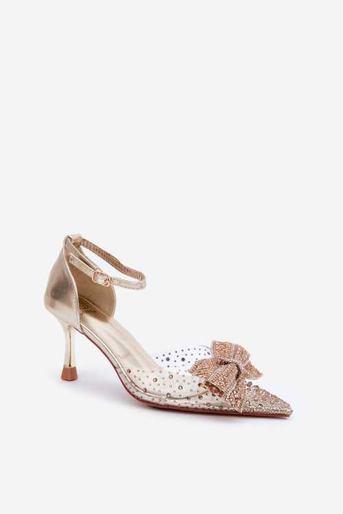 Zdobené Lodičky S Mašľou Zlaté Laviri