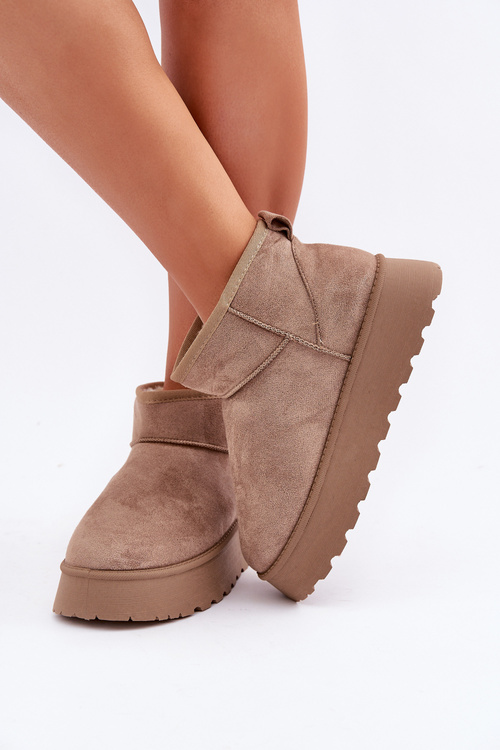 Sněhule na platformě z eko semiše tmavě béžové Vlivana