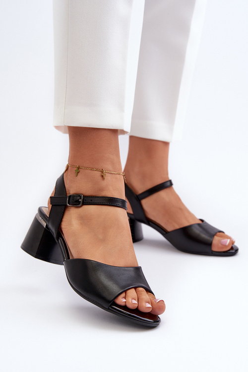 Dámske sandále na nízkom opätku z eko kože Sergio Leone SK876 Čierne