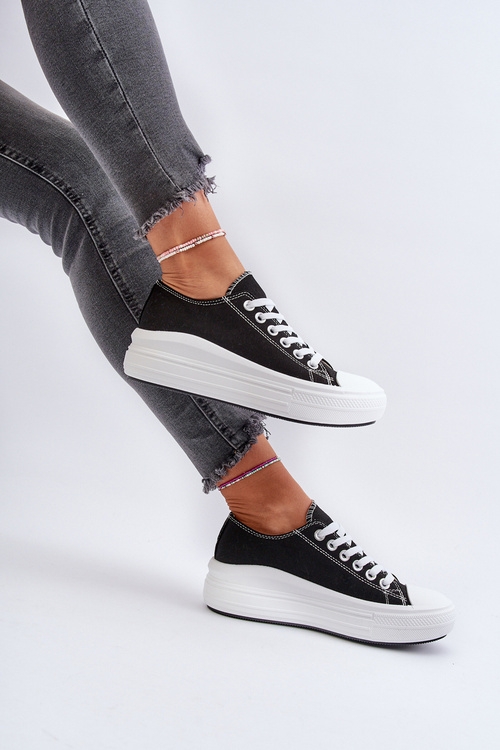 Dámske tenisky na masívnej platforme čierne Amyete