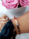 Dámsky oceľový náramok s ružovým zlatom zirkón