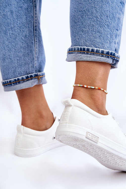 Dámska hladká nízka veľká hviezda LL274058 Biele tenisky