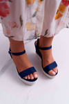 Dámské Sandály Na Klínku Tmavě Modré Liviana