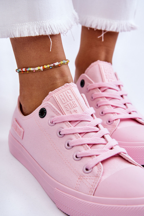 Dámska klasická nízka veľká hviezda LL274022 Svetlo ružové tenisky