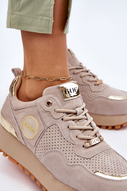 Dámske semišové športové topánky na platforme GoE LL2N4001