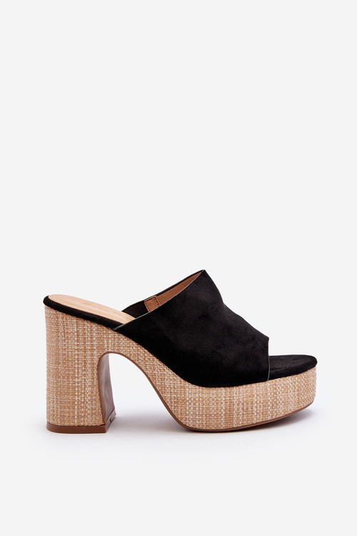 Dámske sandále na podpätku Čierne Siobhan