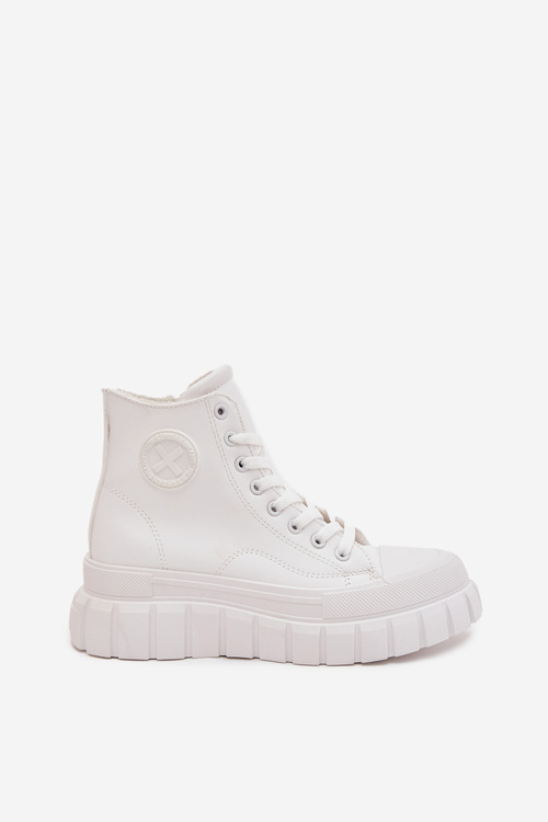 Zateplené Vysoké Tenisky Dámske Na Platforme So Zipsom Biele Sarira