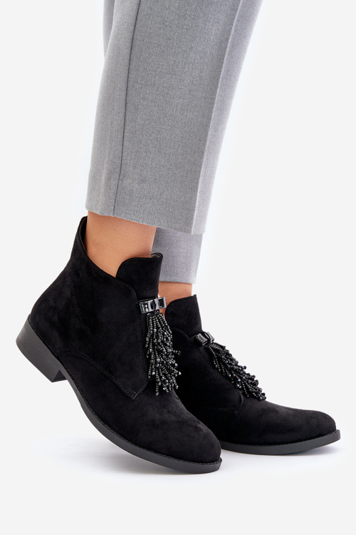 Zateplené Nízké Boty S Dekorací Na Zip Černé S.Barski HY42-715