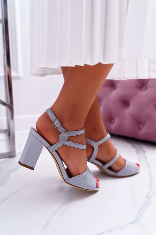 Dámské Sandály Na Podpatku Sergio Leone SK844 Lakované Šedé Tres