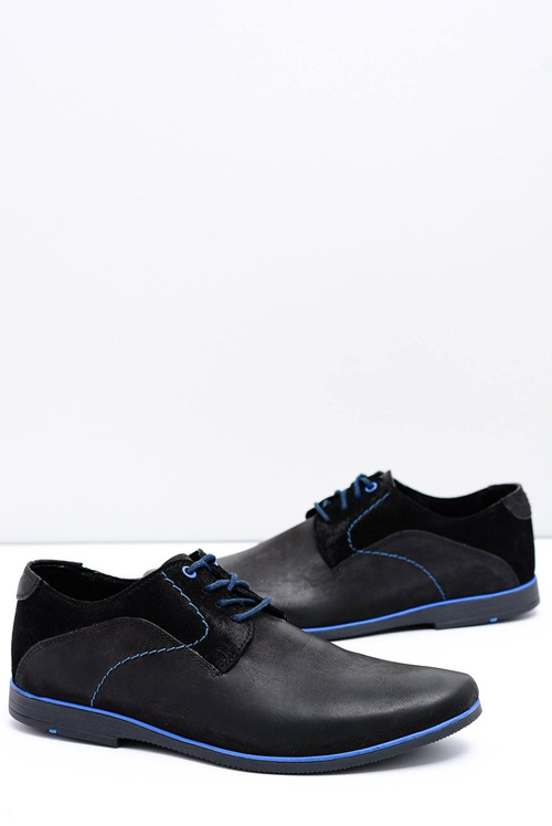 Czarne Skórzane Półbuty Męskie Penegro