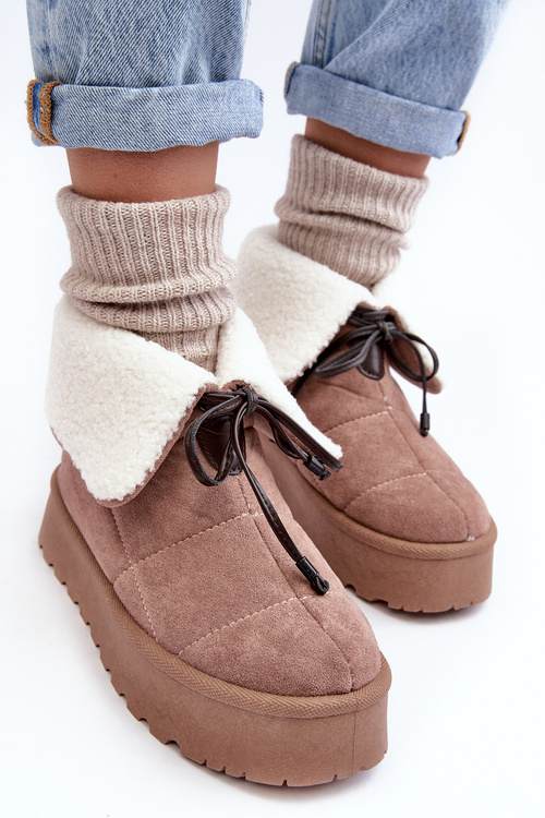 Snehové topánky na plošine s ovčie béžová olimuka