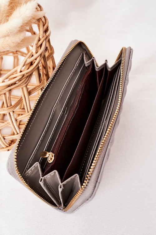 Velká Prošívaná Dámská Peněženka Šedá