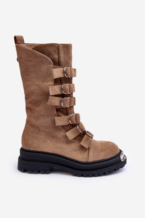 Suede vysoké topánky vrecká s béžovou elnatea pruhmi