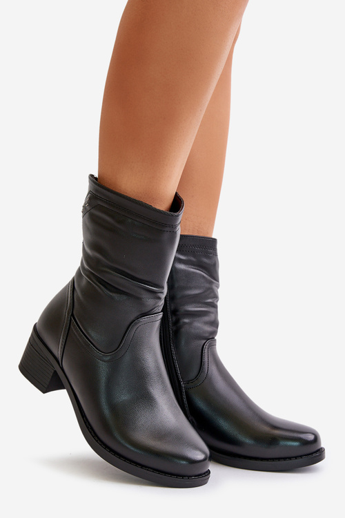 Boty Na Nízkém Podpatku Zateplené Kožíškem Vinceza 85155 Černé