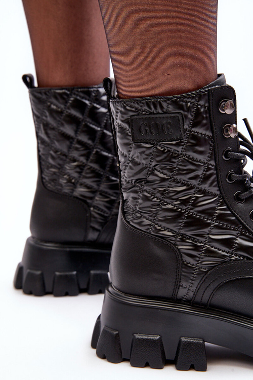 Kůže Botky Workery Na Ploché Podpatku GOE MM2N4021 Černé