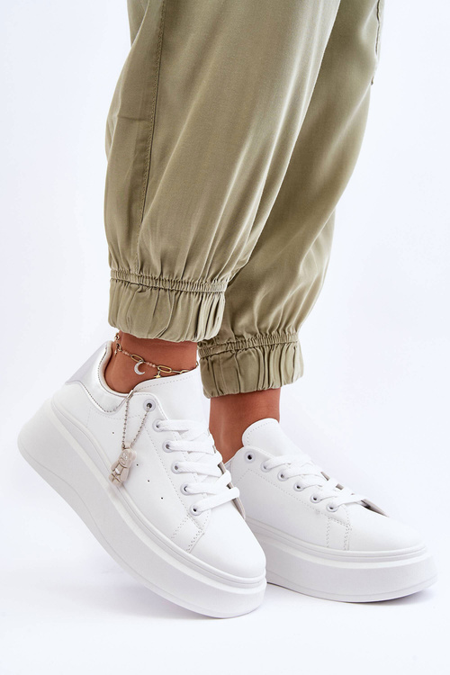 Dámské Sportovní Boty Na Masivní Platformě Bílo-stříbrná Mariell