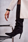 Semišové kozačky na vysokém podpatku Černé Carite