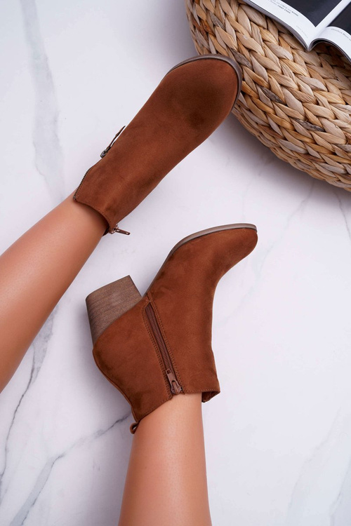 Dámské Kotníkové Boty Na Podpatku Semišové Camel Farre