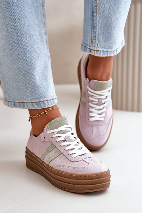 Zazoo N1068S4 Dámske Semišové Tenisky na Platforme Fialové