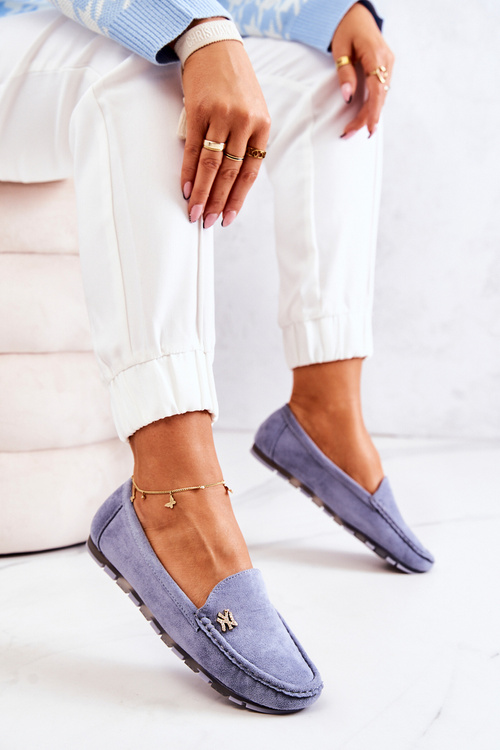 Ženské semišové madaryn modré moklaníky