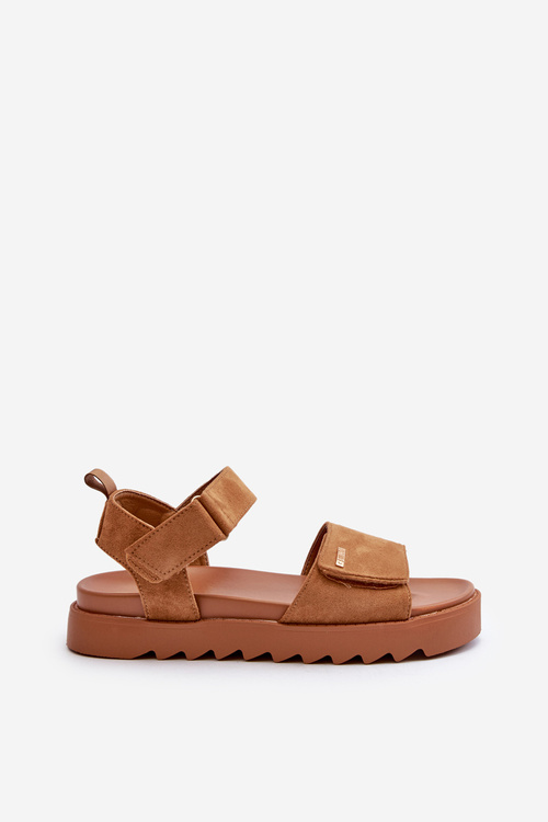 Dámske semišové sandále na platforme Big Star NN274705 hnedé