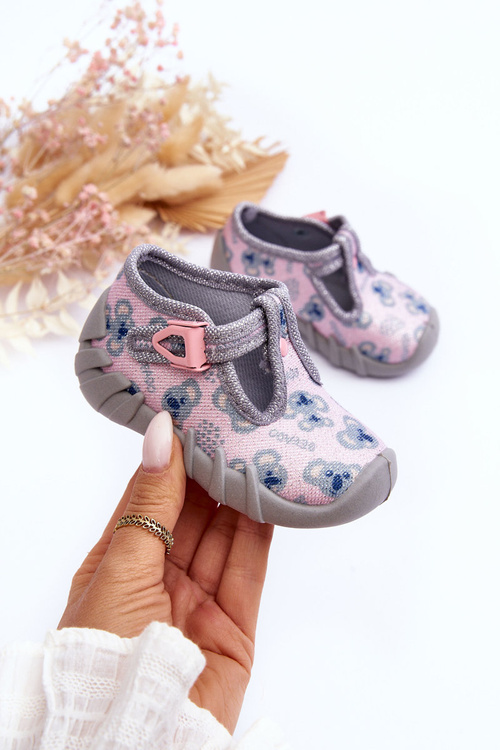 Topánky lesklé papieky befado 110p474 Gray-ružové