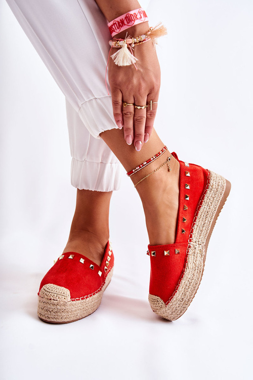 Dámské espadrilky s cvočky červene Laross