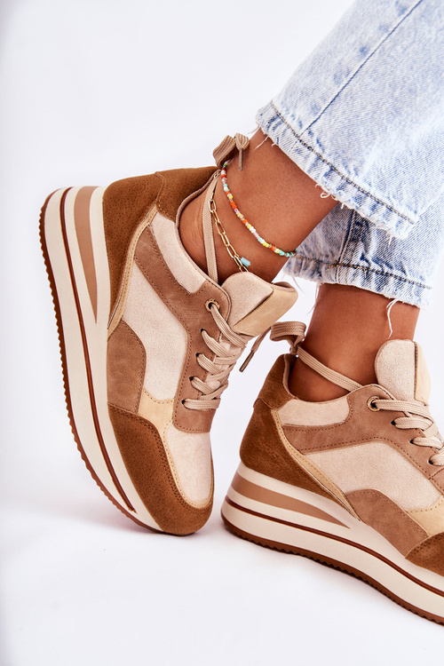 Dámské semišové sportovní boty hnědo a béžová Elisse