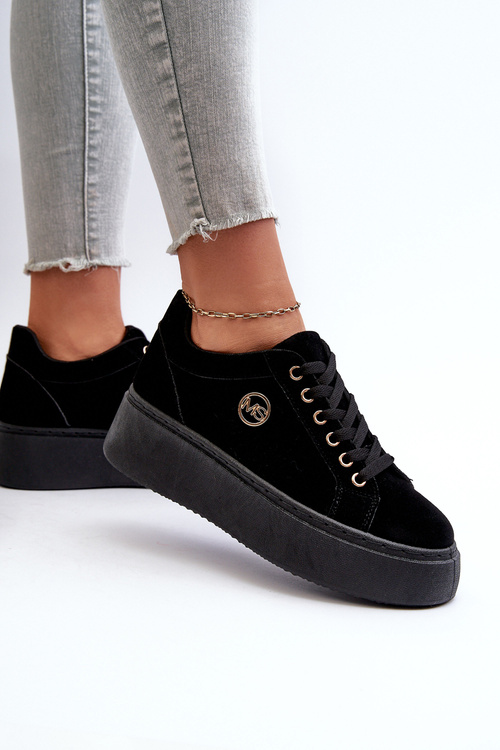 Nízké dámské tenisky na platformě černé Telirra