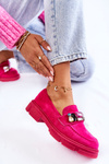Dámské semišové mokasíny s dekorací fuchsiove Karlott