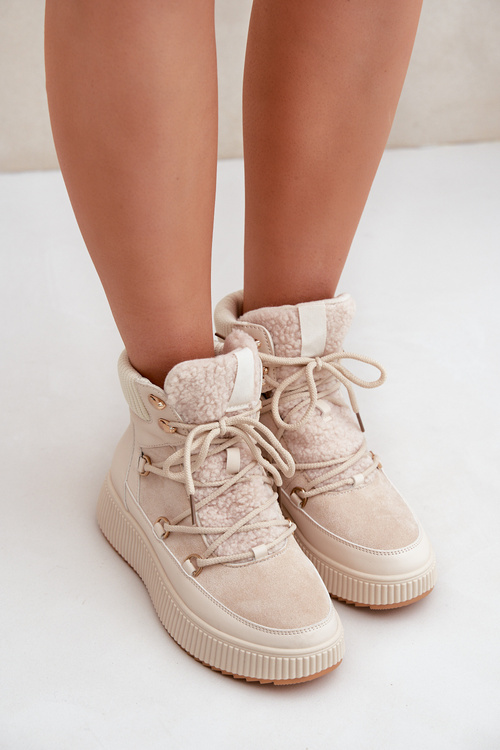 Nízke Snehové Topánky Na Platforme Svetlo Béžové Naliora