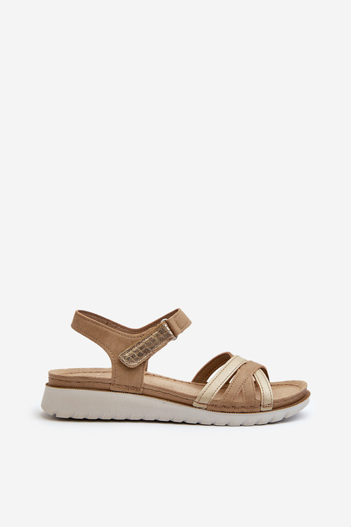 Pohodlné a lehké dámské sandály na suchý zip Inblu CN000041 béžovo-zlaté