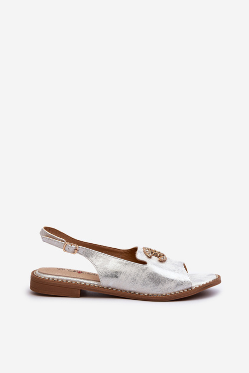 Dámské sandály s ozdobou S.Barski KV27-049 stříbrné