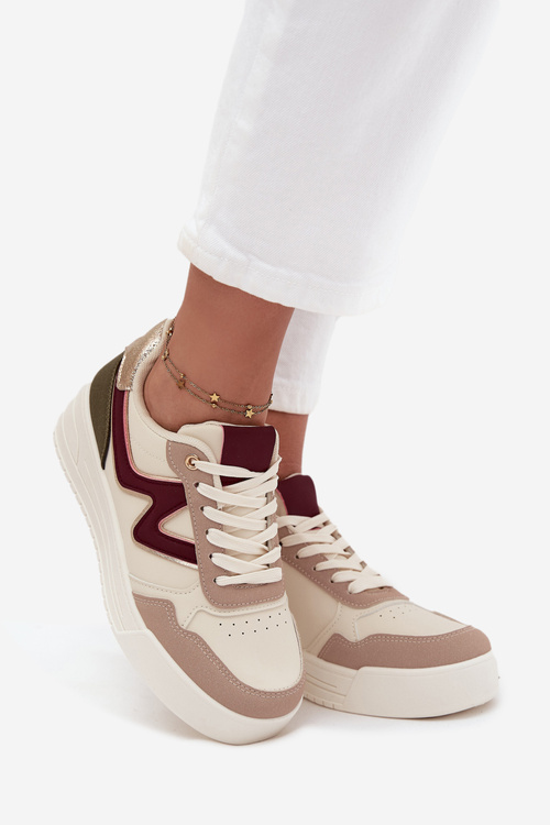 Dámské tenisky na platformě se zlatými vložkami Béžové Zalvra