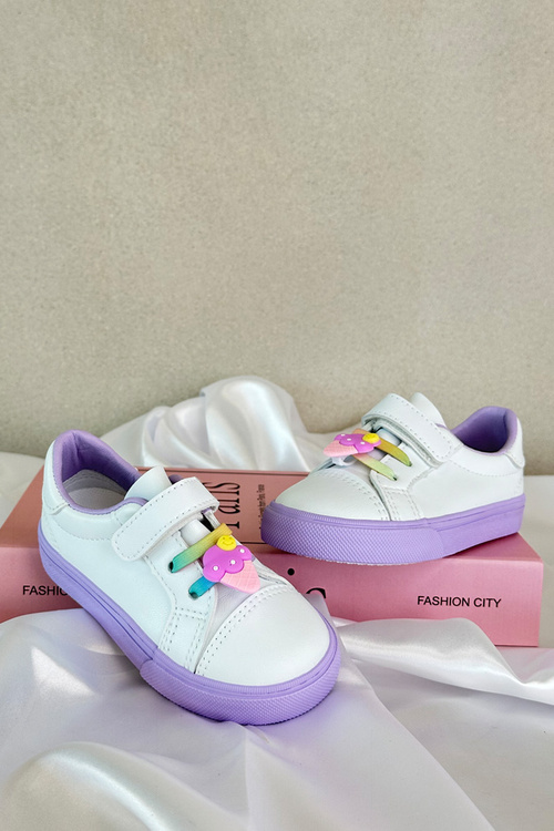 Detské tenisky tenisky so suchým zipsom bielo-fialové Pennyn