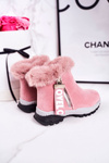 Detské izolované topánky Snehové topánky s kožušinou ružovou láskou lásky