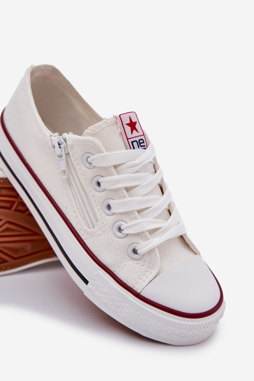 Dětské nízké šněrovací tenisky bile Margo