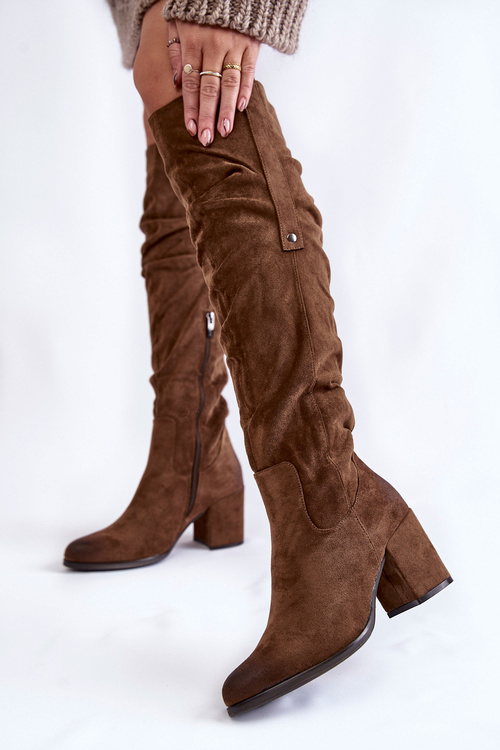 Semišové nadkolenky La.Fi 270065KH-SU tmavě Hnědá