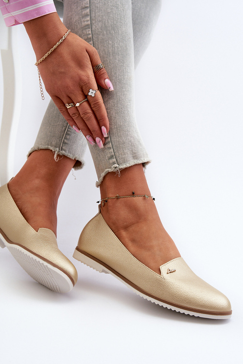 Dámské mokasíny na ploché podrážce zlaté Enzla