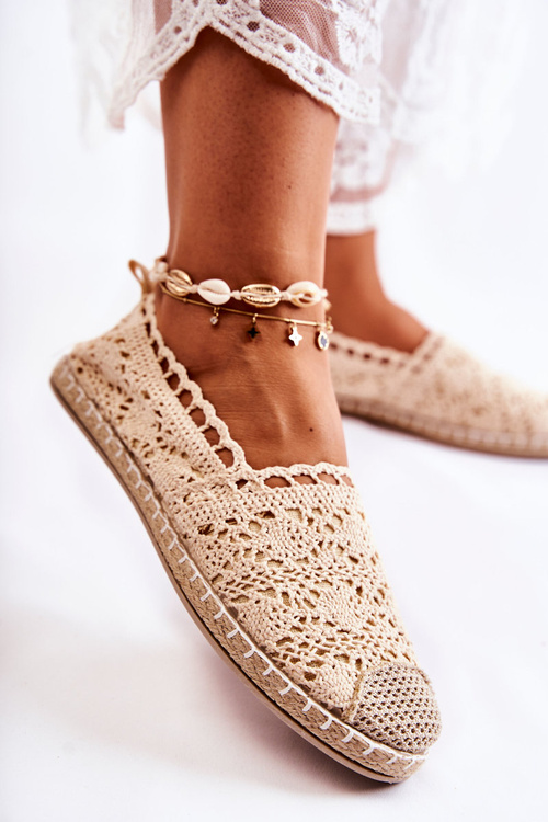 Dámske otvorené diela Espadrilles skĺzli béžovú letisu