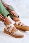 Ženský semiš Espadrilles veľká hviezda JJ276038 Beige