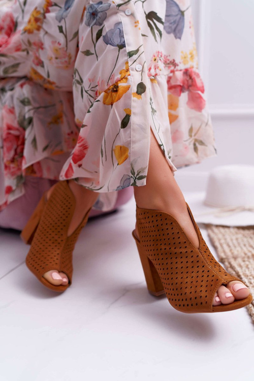 Dámské Sandály Na Podpatku Peep Toe Camel Nevienna